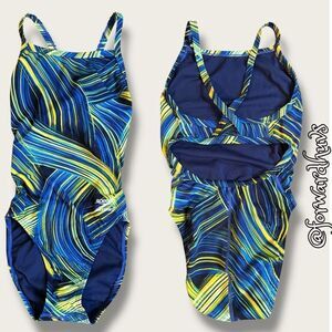 Speedo Endurance+ Sapphire / Gold Size 26 Swimsuit One-Piece